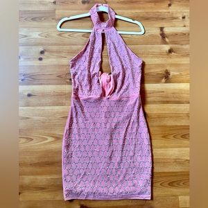 Beautiful Sparkly Rhinestone Pink Halter Dress